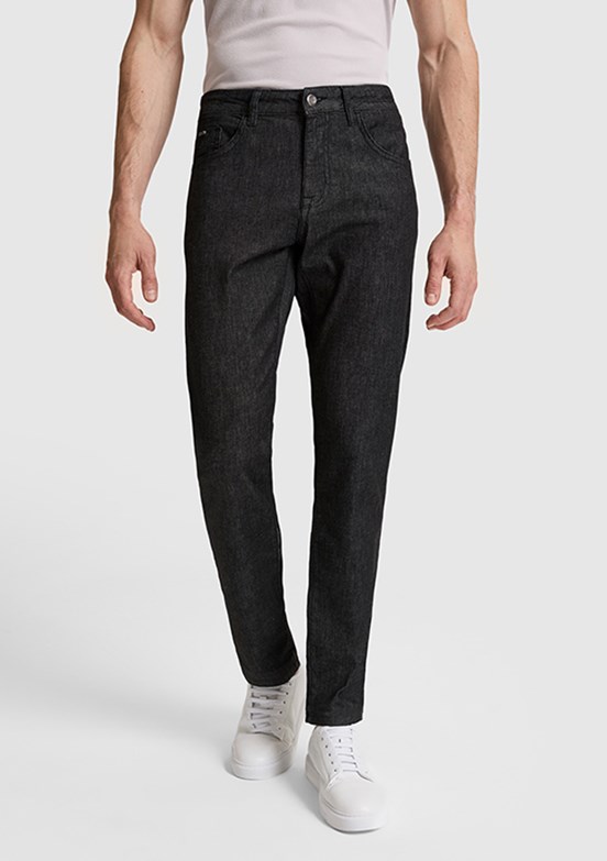 PİERRE CARDİN - Erkek Siyah Straight Jean Pantolon