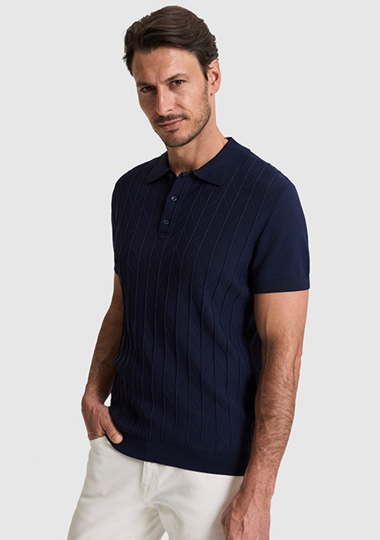 PİERRE CARDİN - Erkek Lacivert Polo Yaka Kazak