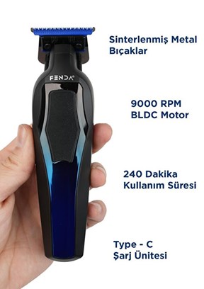 FENDA - Profesyonel Saç ve Sakal Kesme Makinesi Mavi