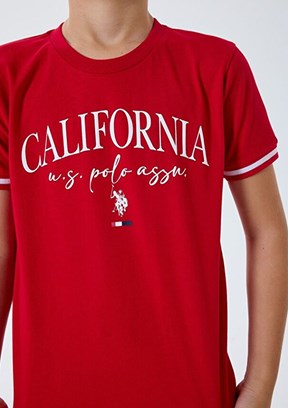 US POLO ASSN - Erkek Çocuk Kırmızı Şortlu İkili Takım
