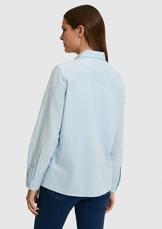 US POLO ASSN - Kadın Mavi Uzun Kol Gömlek