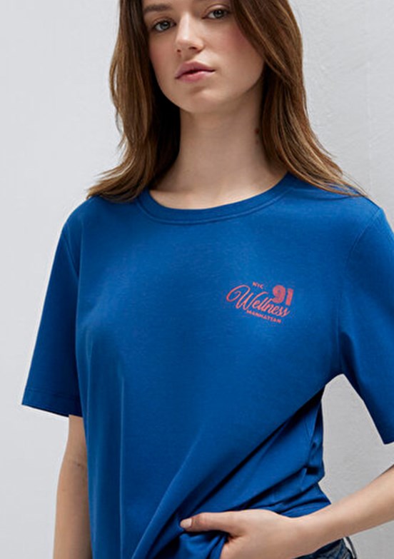 MAVİ M1613908-85317 Kadın Mavi Baskılı T-Shirt