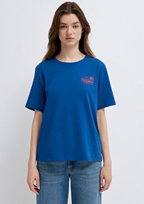 MAVİ M1613908-85317 Kadın Mavi Baskılı T-Shirt