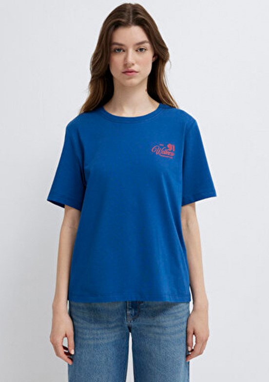 MAVİ M1613908-85317 Kadın Mavi Baskılı T-Shirt
