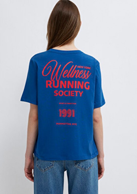 MAVİ M1613908-85317 Kadın Mavi Baskılı T-Shirt