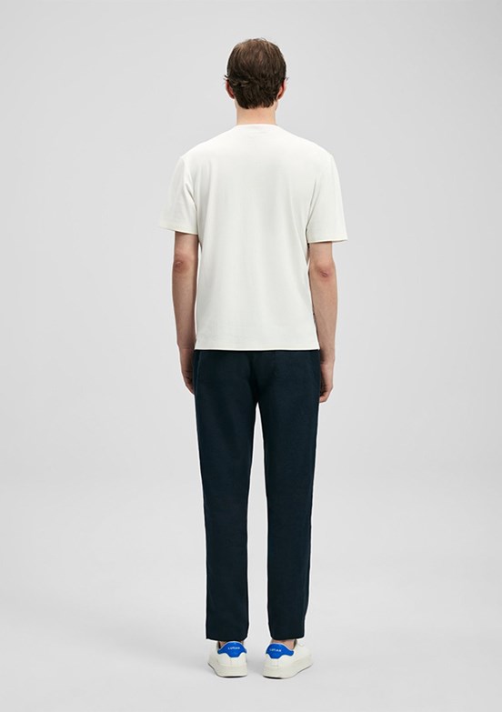 LUFİAN Finto - 111020323 Erkek Beyaz Bisiklet Yaka T-Shirt