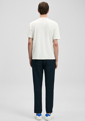 LUFİAN Finto - 111020323 Erkek Beyaz Bisiklet Yaka T-Shirt