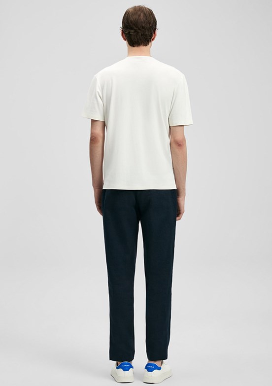 LUFİAN Finto - 111020323 Erkek Beyaz Bisiklet Yaka T-Shirt