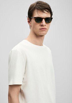 LUFİAN Finto - 111020323 Erkek Beyaz Bisiklet Yaka T-Shirt