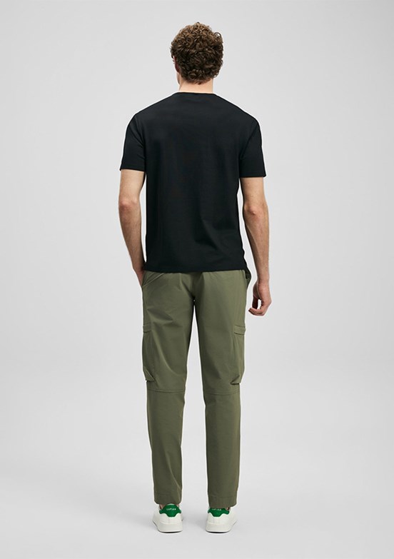 LUFİAN Finto - 111020323 Erkek Siyah Bisiklet Yaka T-Shirt