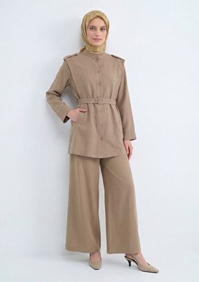 ARMİNE - 26YT636 Kadın Bej Pantolonlu Takım