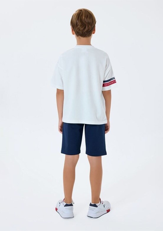 US POLO ASSN - Erkek Çocuk Beyaz Şortlu İkili Takım