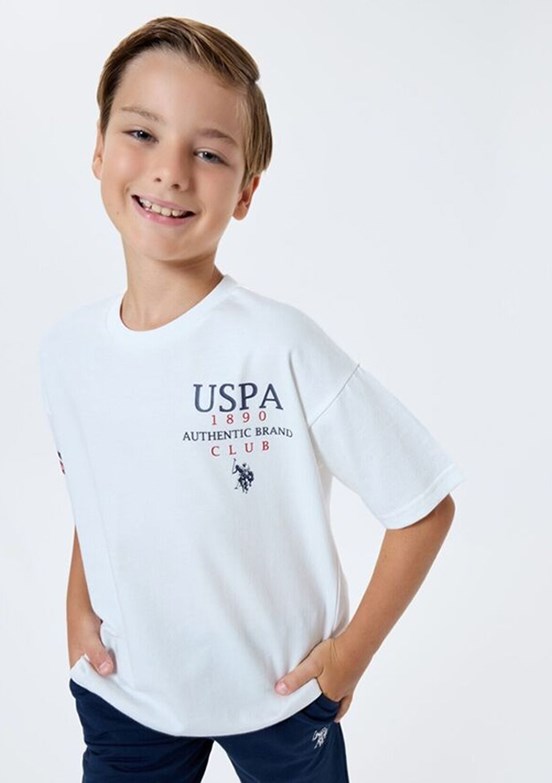 US POLO ASSN - Erkek Çocuk Beyaz Şortlu İkili Takım