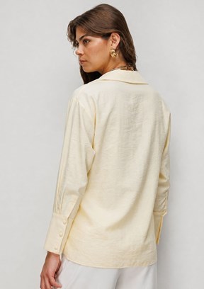 MİZALLE - M2MZ1030130096 Kadın Sarı Geniş Manşet Detaylı Düğmeli Tunik