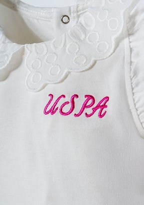US POLO ASSN - Kız Bebek Beyaz Şortlu İkili Takım