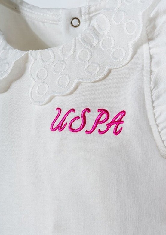 US POLO ASSN - Kız Bebek Beyaz Şortlu İkili Takım