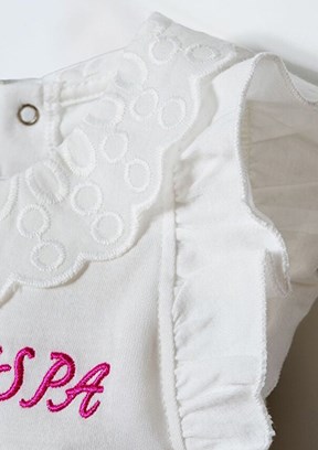 US POLO ASSN - Kız Bebek Beyaz Şortlu İkili Takım