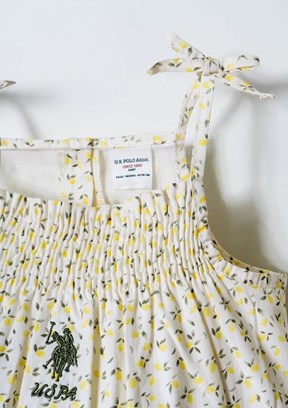 US POLO ASSN - Kız Bebek Beyaz Tulum Elbise
