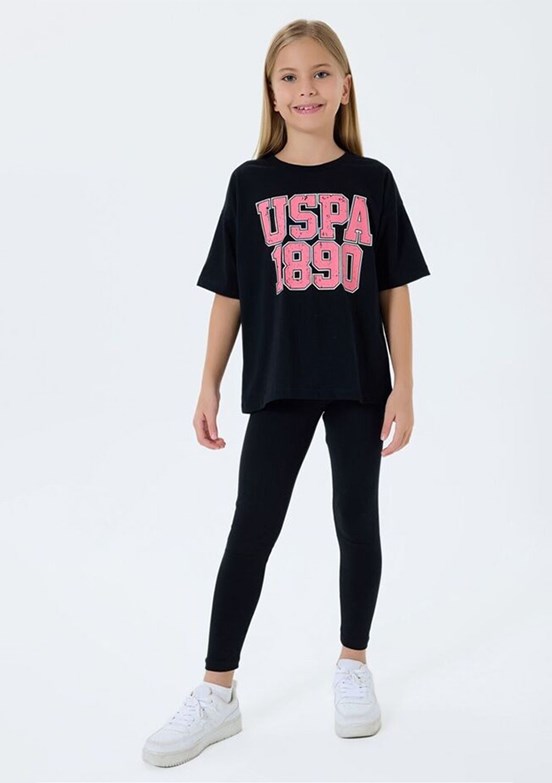 US POLO ASSN - Kız Çocuk Siyah Taytlı İkili Takım