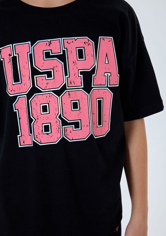 US POLO ASSN - Kız Çocuk Siyah Taytlı İkili Takım