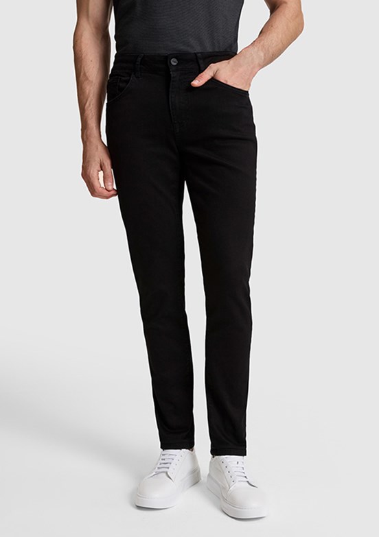 PİERRE CARDİN - Erkek Siyah Slim Jean Pantolon