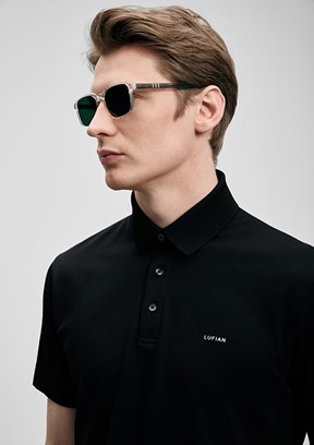 LUFİAN Hudson - 111040234 Erkek Siyah Polo Yaka T-Shirt