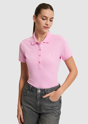 US POLO ASSN - Kadın Pembe Basic T-Shirt