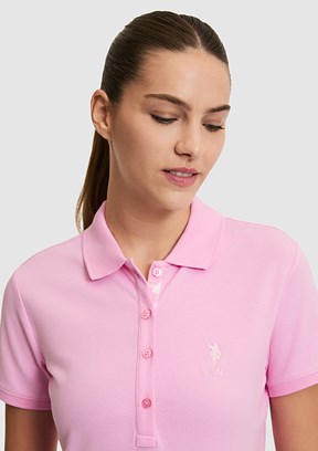 US POLO ASSN - Kadın Pembe Basic T-Shirt
