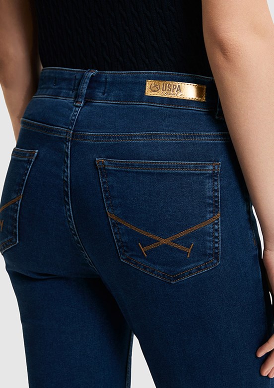 US POLO ASSN - Kadın Mavi Oversize Jean Pantolon