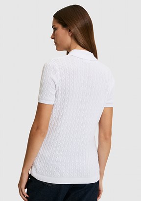 US POLO ASSN - Kadın Beyaz Polo Yaka Kazak