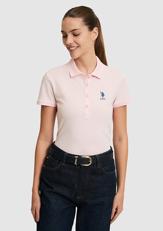 US POLO ASSN - Kadın Pembe Basic T-Shirt