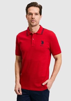 US POLO ASSN - Erkek Kırmızı Polo Yaka T-Shirt