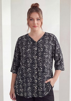 RMG - O6886 Kadın Siyah Basic Bluz