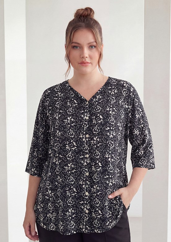 RMG - O6886 Kadın Siyah Basic Bluz
